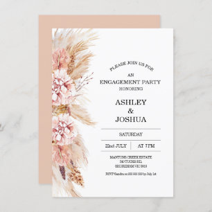 Blush Floral Boho Pampas Grass Verloving Kaart