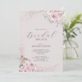 Blush Floral Bridal Brunch Kaart (Staand voorkant)