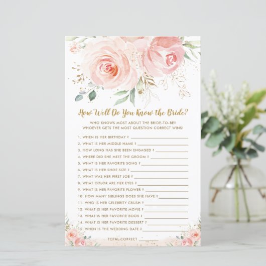 Blush Floral Bridal hoe goed je het spel weet (Staand voorkant)