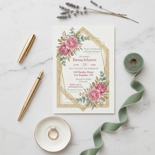 Blush Floral Bridal Shower Invitation