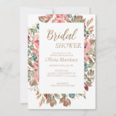 Blush Floral Bridal Shower Invitation Kaart (Voorkant)