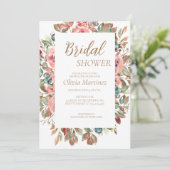 Blush Floral Bridal Shower Invitation Kaart (Staand voorkant)