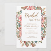 Blush Floral Bridal Shower Invitation Kaart (Voorkant / Achterkant)