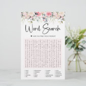 Blush Floral | Bridal Word Search Game Kaart (Staand voorkant)