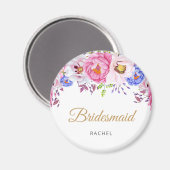 Blush Floral Bridesmaid Name Magnet (Recto/Verso)