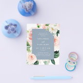 Blush Floral Budget Engagement Party Flyer (Enkel)