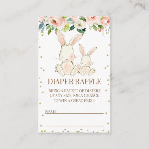 Blush Floral Bunnies Baby shower Enclosure Card Visitekaartje