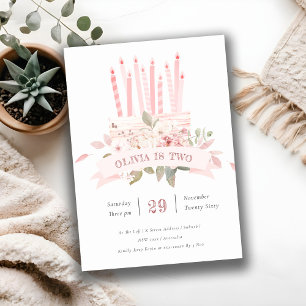 Blush Floral Cake Candles Elke zondag uitnodigen Bedankkaart