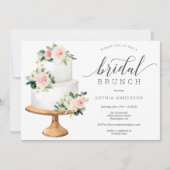 Blush Floral Cake Vrijgezellenfeest Brunch Invite Kaart (Voorkant)