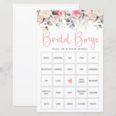 Blush Floral | Carte de jeu de Bingo pour enterrem (Devant / Derrière)