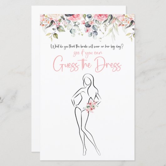 Blush Floral | Carte de jeu Devine la robe (Devant / Derrière)