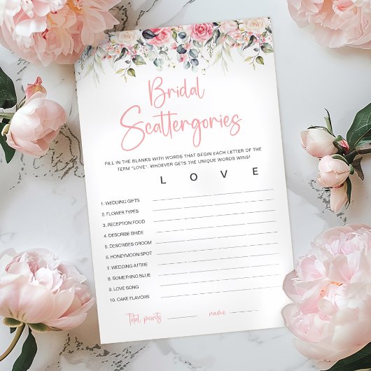 Blush Floral | Carte de jeu Scattergories pour la 