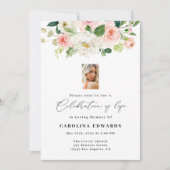 Blush Floral Célébration Des Invitations À Vie (Devant)