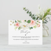 Blush Floral Celebration of Life Dank je kaarten (Staand voorkant)