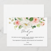 Blush Floral Celebration Of Life Merci Cartes (Devant / Derrière)