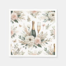 Blush Floral Champagne Napkins