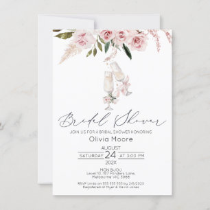 Blush Floral Champagneglazen Vrijgezellenfeest Kaart