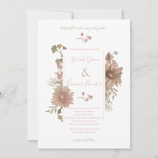 Blush Floral Christian Faire-part de mariage (Devant)