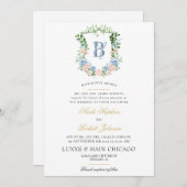 Blush Floral Crest Wedding Kaart (Voorkant / Achterkant)
