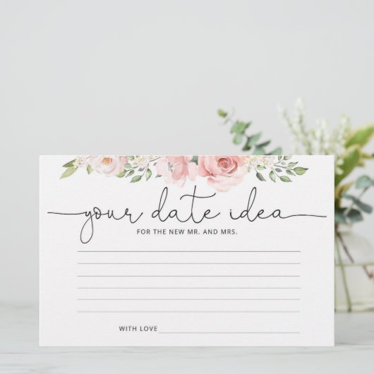 Blush floral Date-nachtideeën. Datum jar Briefpapier (Staand voorkant)