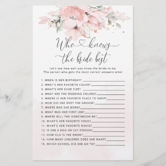 Blush floral die het beste spel kent (Voorkant)