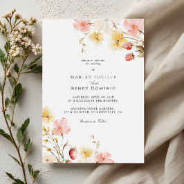 Blush Floral Elegant Botanical Garden Wedding Kaart