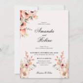 Blush Floral Élégant Mariage Invitation (Devant)