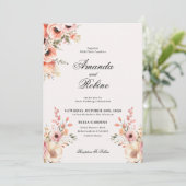 Blush Floral Élégant Mariage Invitation (Debout devant)