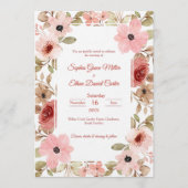 Blush Floral Elegant Photo Wedding Invitation (Devant)