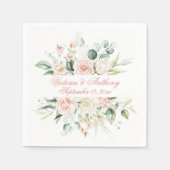 Blush Floral Elegant Script Name Weddenschap Servet (Voorkant)