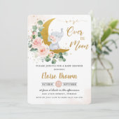 Blush Floral Elephant over het Baby shower van de Kaart (Staand voorkant)