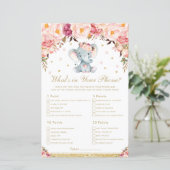 Blush Floral Elephant Wat zit er in je telefoonspe (Staand voorkant)