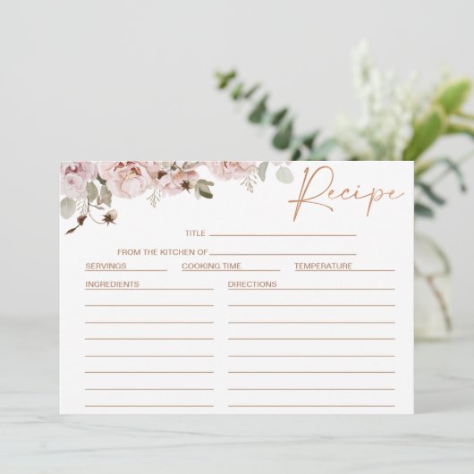 Blush Floral Eucalyptus Vrijgezellenfeest Recept K Kaart (Staand voorkant)