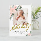Blush Floral Faire-part de naissance & Carte de re (Debout devant)