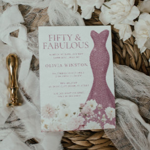 Blush Floral Fifty & Fabulous 50ste Verjaardag Jur Kaart