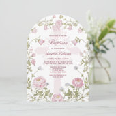 Blush Floral Frame Holy Cross Baptism Invitation (Debout devant)