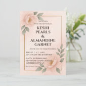 Blush Floral Frame Wedding Invitation (Debout devant)