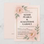 Blush Floral Frame Wedding Invitation (Devant / Derrière)