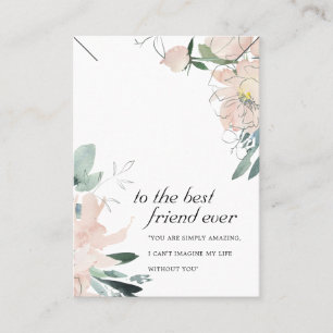 BLUSH FLORAL FRIEND GIFT KETTING DISPLAY CARD PLAATSKAARTJE