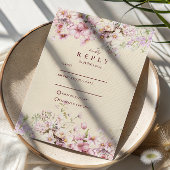 Blush Floral Garden Wedding RSVP Kaartje