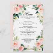 Blush Floral Geometric Botanical Wedding Menu (Voorkant / Achterkant)