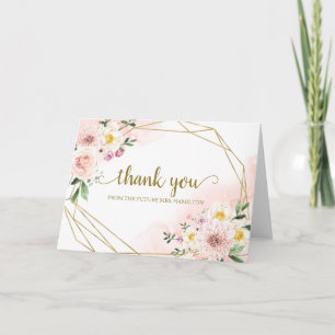 Blush Floral Geometric Vrijgezellenfeest Dank je w Kaart
