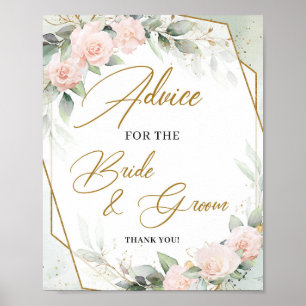 Blush floral gold Advice voor bruid en bruin Poster