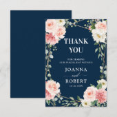 Blush Floral Gold Geometric Botanical Weddenschap Bedankkaart (Voorkant / Achterkant)