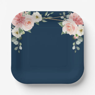 Blush Floral Gold Geometric Botanical Weddenschap Papieren Bordje