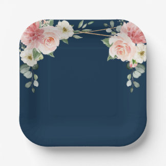 Blush Floral Gold Geometric Botanical Weddenschap Papieren Bordje