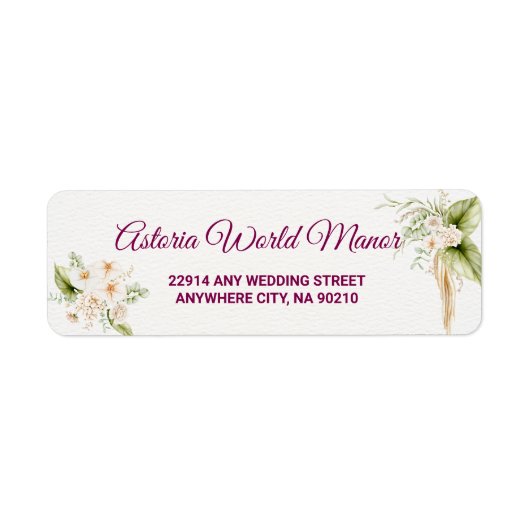 Blush Floral Gold Geometric wedding address  Etiket (Voorkant)