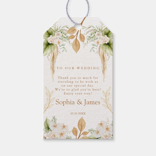 Blush Floral Gold Geometric wedding Cadeaulabel (Voorkant)