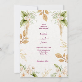 Blush Floral Gold Geometric wedding Kaart