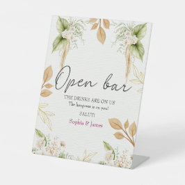 Blush Floral Gold Geometric wedding Reclamebord Met Voetstuk